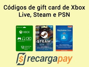Códigos de gift card de Xbox Live, Steam e PSN
